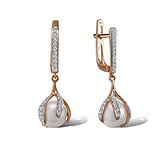 Золоті сережки з діамантами і прісно. перлами, 1552726