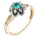 Женское золотое кольцо с бриллиантами и изумрудом, 1554006