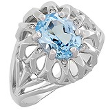 Женское серебряное кольцо с топазом и куб. циркониями, 1554262
