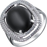 Женское серебряное кольцо с авантюрином и куб. циркониями, 1611606