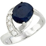 Женское серебряное кольцо с куб. циркониями и сапфиром, 1612630