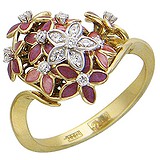 Женское золотое кольцо с бриллиантами и эмалью, 1619542