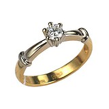 Золотое кольцо с бриллиантом, 1619798