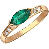Женское золотое кольцо с бриллиантами и изумрудом, 1666646