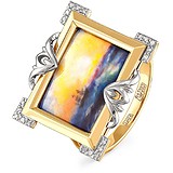 Kabarovsky Женское золотое кольцо с бриллиантами и эмалью, 1698646