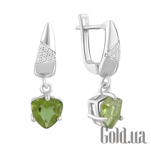 

Серьги с подвесками Fresh Jewelry, Серебряные серьги с куб. циркониями и султанитами