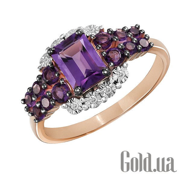 

Кольцо Lurie Jewelry, Женское золотое кольцо с бриллиантами и аметистами, 19