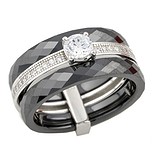 Женское серебряное кольцо с керамикой и куб. циркониями, 1284695