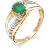 Женское золотое кольцо с бриллиантами и агатом, 1612375