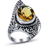 Silver Wings Женское серебряное кольцо с цитрином, 1617495