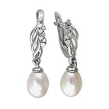 Срібні сережки з культів. перлами і куб. цирконіями, 1619543