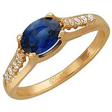 Женское золотое кольцо с бриллиантами и сапфиром, 1637719