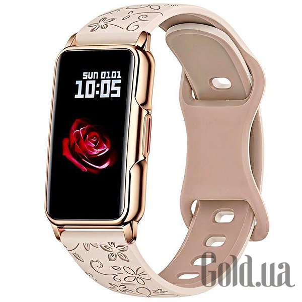 UWatch Смарт часы Smart Mioband Nano+ Beige Flower 3989 bt3989