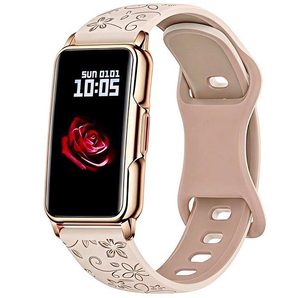 UWatch Смарт часы Smart Mioband Nano+ Beige Flower 3989 bt3989