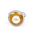 Женское серебряное кольцо с куб. циркониями, искусств. жемчугом и эмалью - фото 1