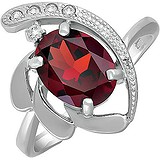 Женское серебряное кольцо с гранатом и куб. циркониями, 1634904