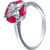 Женское золотое кольцо с бриллиантом, рубинами и сапфирами, 1653080
