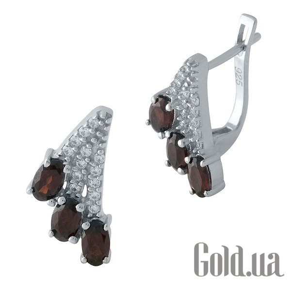 

Серьги Fresh Jewelry, Серебряные серьги с гранатами и куб. циркониями
