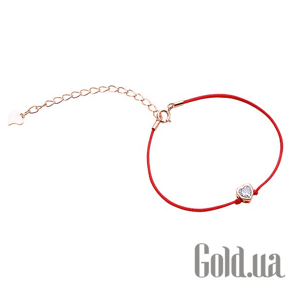 

Шнурок на руку Silvex925, Шелковый шнурок на руку с серебряными вставками и куб. цирконием в позолоте, 16.5