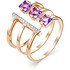 Женское золотое кольцо с бриллиантами и аметистами - фото 1