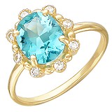 Женское серебряное кольцо с куб. цирконием и синт. топазом, 1604953