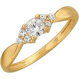 Золота каблучка з куб. цирконієм і кристалами Swarovski, 1621849