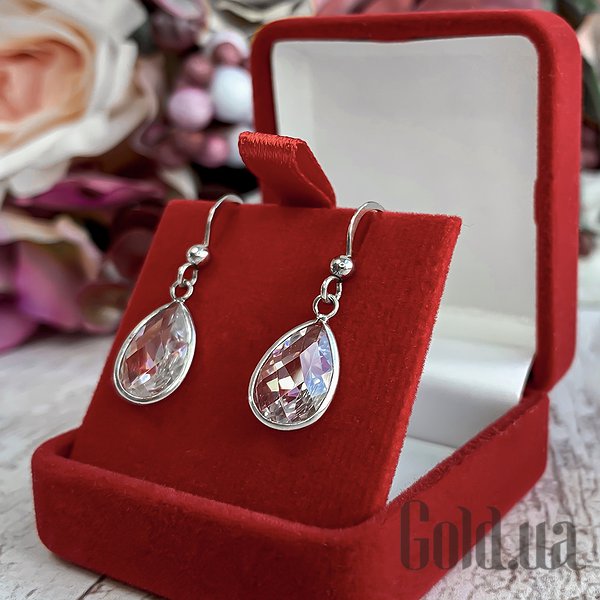 Сережки з підвісками Lurie Jewelry Срібні сережки з куб. цирконіями