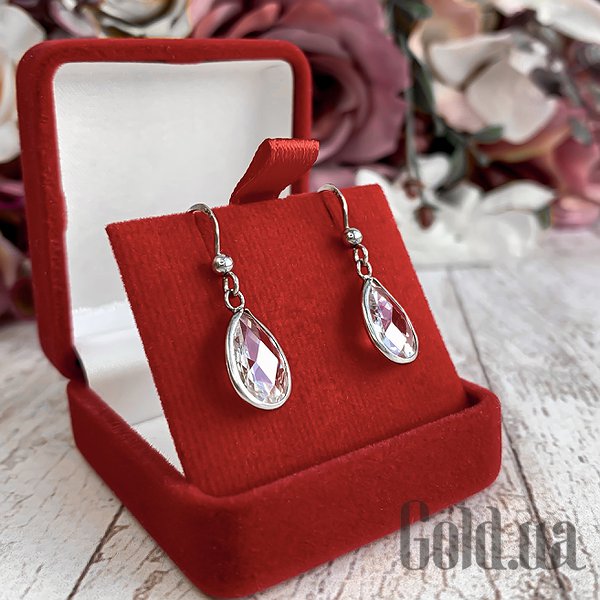 Сережки з підвісками Lurie Jewelry Срібні сережки з куб. цирконіями