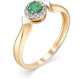 Женское золотое кольцо с бриллиантами и изумрудом, 1636697