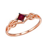 Золотое кольцо с бриллиантами и рубином, 1674073