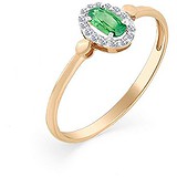 Женское золотое кольцо с изумрудом и бриллиантами, 1713753