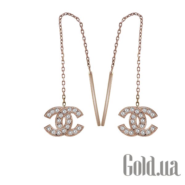 

Серьги с подвесками Украина, Золотые серьги с куб. циркониями