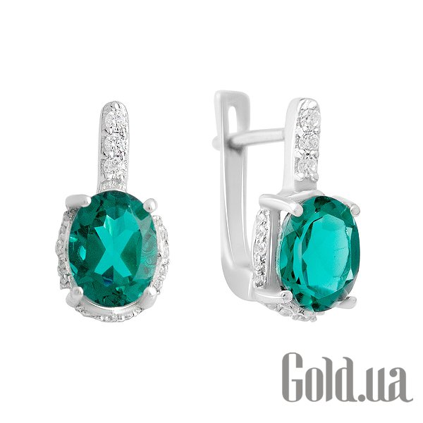 

Серьги Fresh Jewelry, Серебряные серьги с куб. циркониями и синт. аквамаринами