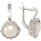 Срібні сережки з прісн. перлами і куб. цирконіями, 1531994