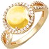 Женское золотое кольцо с куб. циркониями и цитрином - фото 1