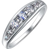 Серебряное обручальное кольцо с куб. циркониями, 1614426