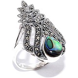 Silver Wings Женское серебряное кольцо с перламутром и марказитами, 1617498