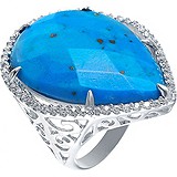 Женское серебряное кольцо с куб. циркониями и агатом, 1651290