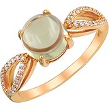 Женское золотое кольцо с кварцем и куб. циркониями, 1667418