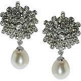 Срібні сережки з куб. цирконіями і перлами, 1671002