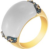Женское золотое кольцо с агатом, бриллиантами и кварцами, 1673306