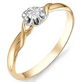Золотое кольцо с бриллиантом, 1555035