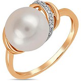 Женское золотое кольцо с бриллиантами и культив. жемчугом, 1556059