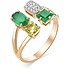 Женское золотое кольцо с агатами, хризолитом и бриллиантами - фото 1