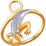 Женское золотое кольцо с куб. циркониями и синт. шпинелью, 1615451