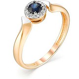 Женское золотое кольцо с бриллиантами и сапфиром, 1636699