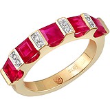 Женское золотое кольцо с рубинами и бриллиантами, 1644635