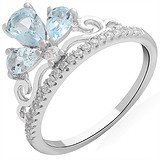Женское серебряное кольцо с куб. циркониями и топазами, 1668443