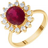 Женское золотое кольцо с бриллиантами и рубином, 1687131