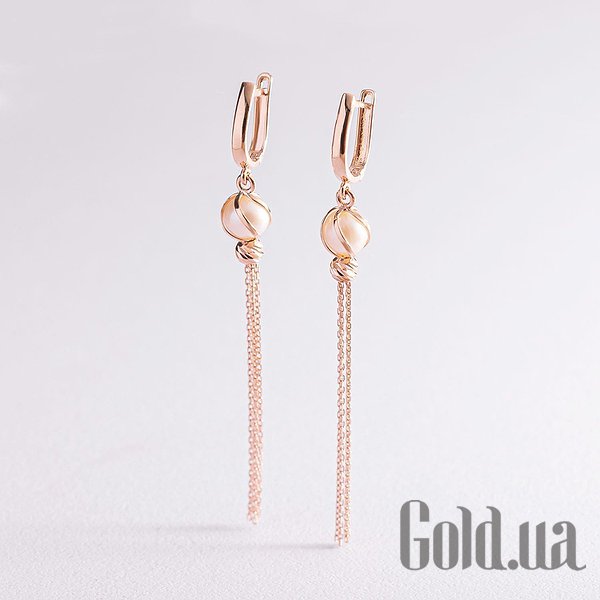 

Серьги с подвесками Украина, Золотые серьги с культив. жемчугом